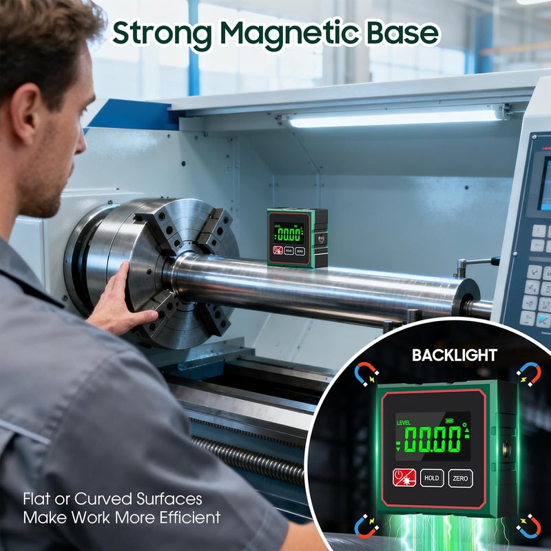 Ohcans Digital Angle Finder 4 Side Strong Magnetic Digital Angle Gauge for Table Saw&Woodworking,LCD Display Level Box Measuring Tool,Electronic Laser Backlight Inclinometer for Construction,Machinery - Image 3